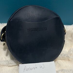 Portland Leather Deep Water Blue Small Circle